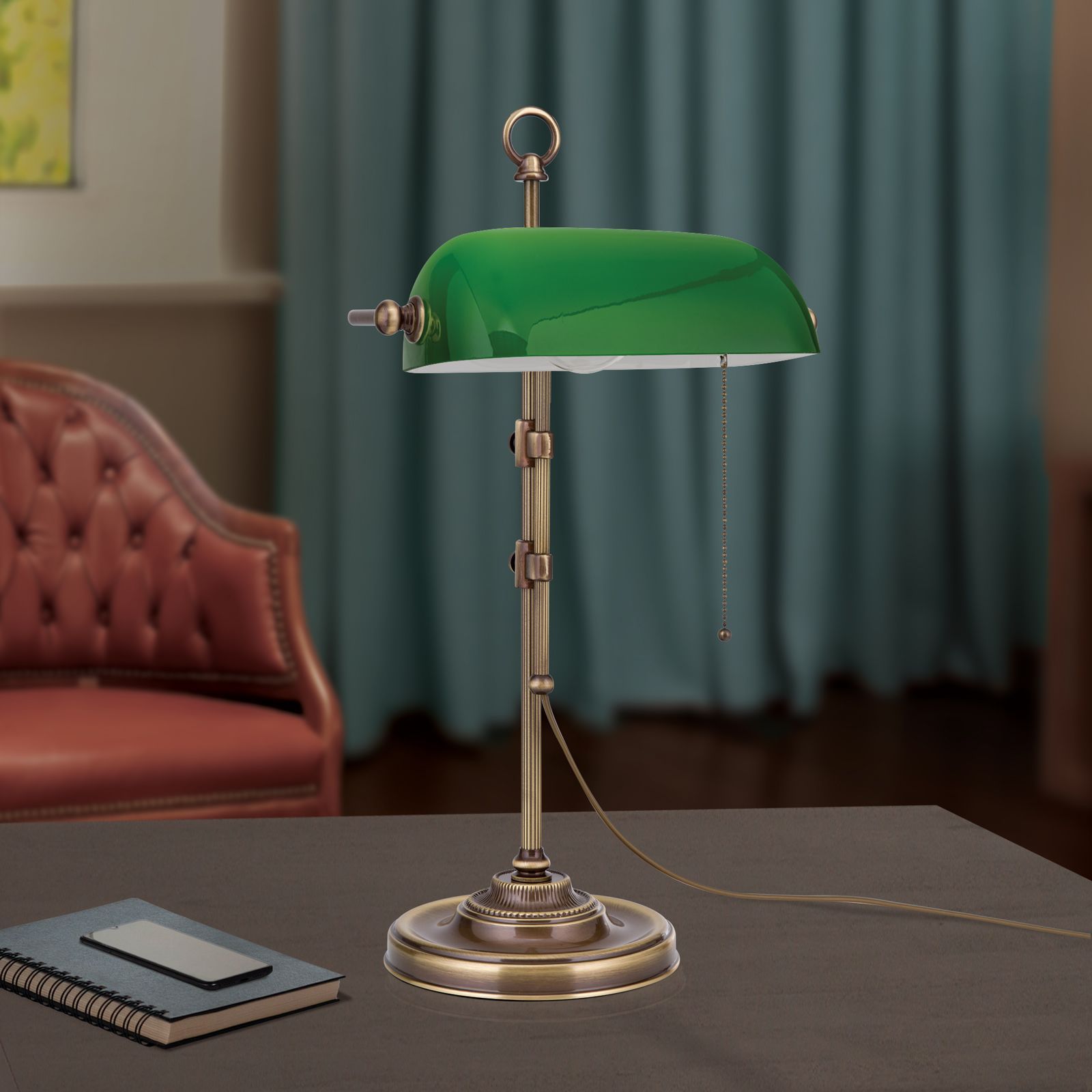 Регулируемая настольная лампа из латуни и стекла Orion Harvard ARCH-00011008 - Вид №15