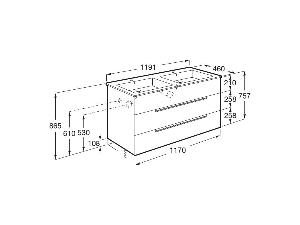 Деревянный двойной умывальник с ящиками Roca Victoria-N ARCH-00062507 - Вид №8