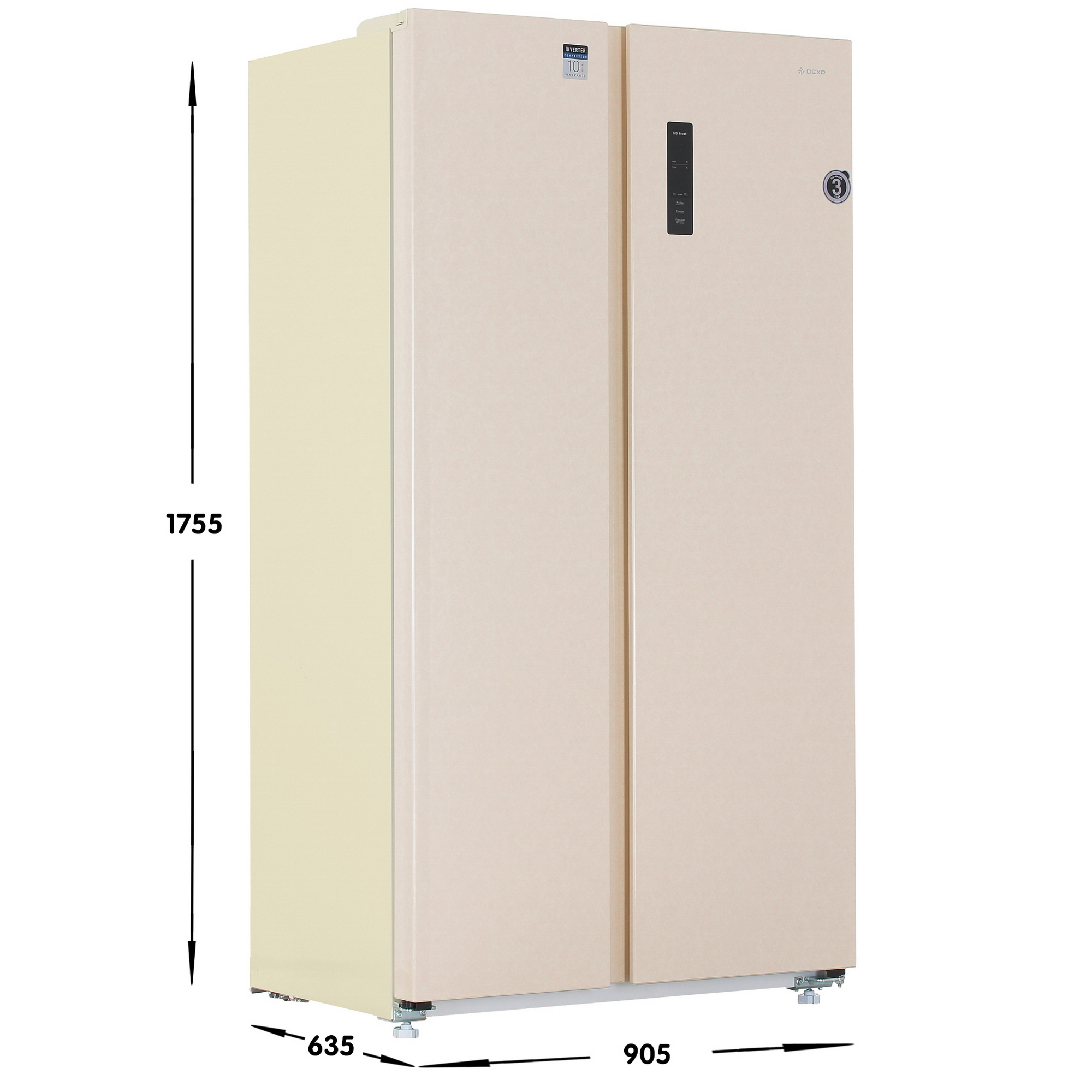 5405576 Холодильник Side by Side   DEXP SBS4-53AMG бежевый STDN-0142781 - Вид №6