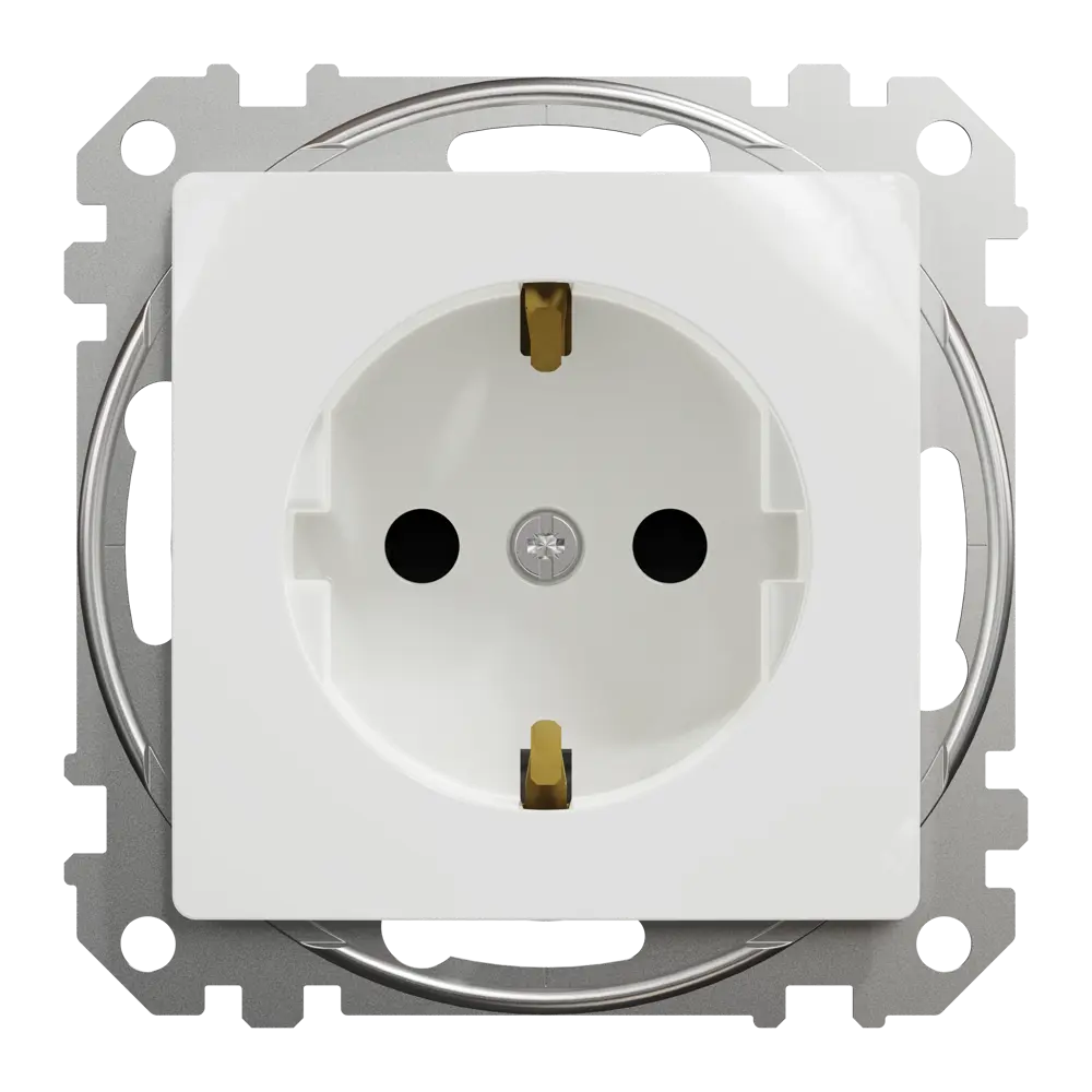 Розетка встраиваемая Systeme Electric Sedna Design с заземлением со шторками цвет белый STLM-2023921