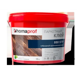 Клей монтажный гибридный однокомпонентный Homaprof 888 STP высокопрочный морозостойкий для приклеивания деревянных покрытий 10 кг