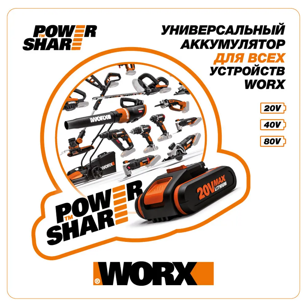 Воздуходувка аккумуляторная Worx WG547E, 20 В (АКБ и ЗУ в комплекте) STLM-2156364 - Вид №4