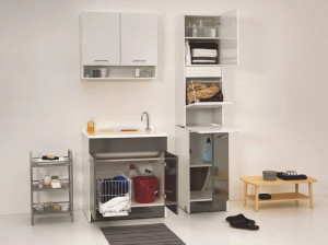 Шкаф для белья из ДСП со стиральной машиной