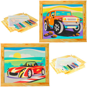 STLM-0257076 Набор для детского творчества Фреска картина из песка Автомобили, 2 шт в наборе 90506243 LORI