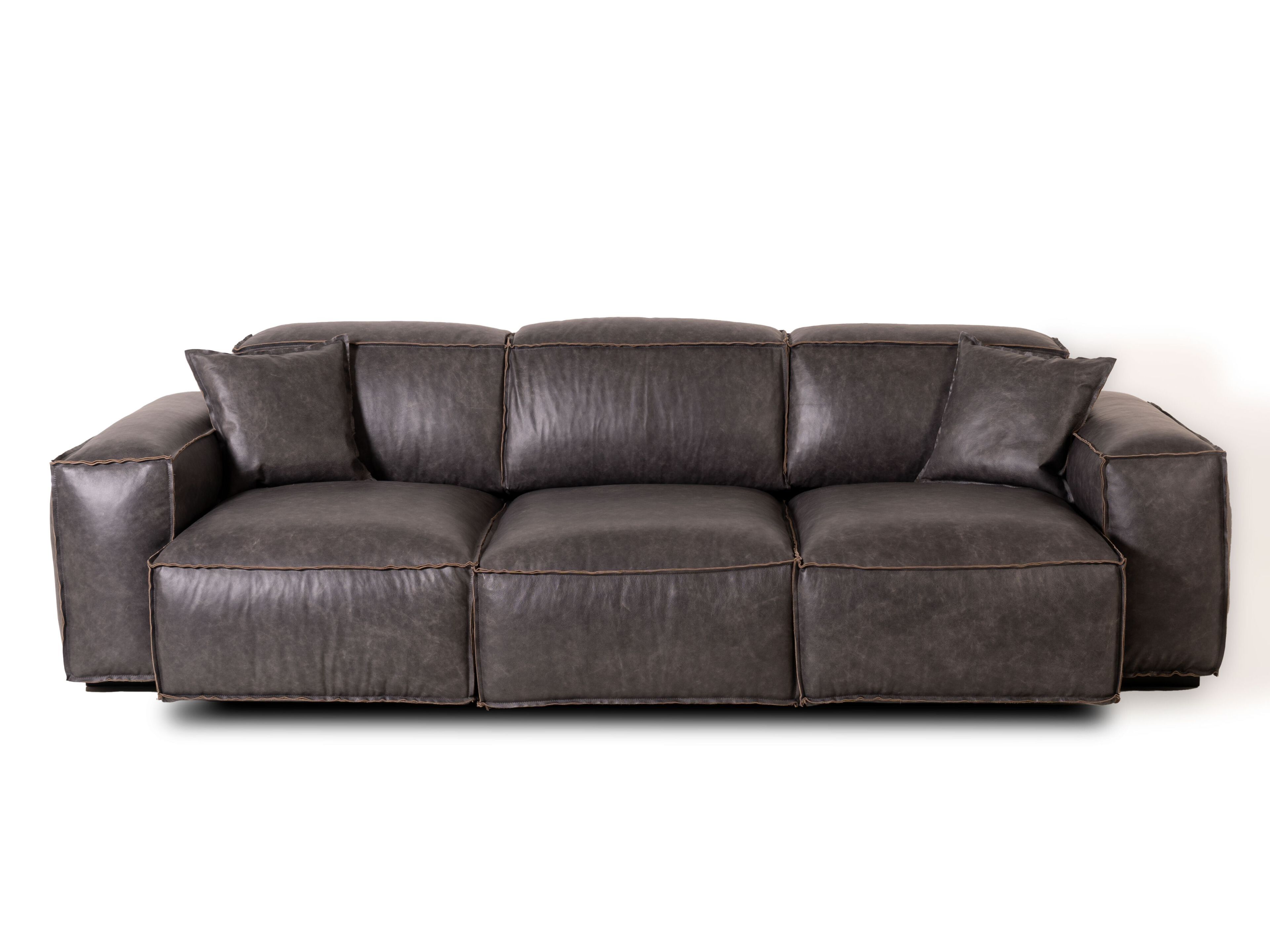 3-местный секционный диван из антикварной кожи Mantellassi 1926 Placido ARCH-00143163 - Вид №1