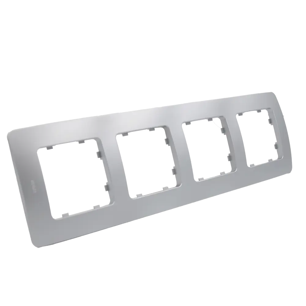 Рамка для розеток и выключателей Hegel 4 поста цвет серебро STLM-2103287 - Вид №1