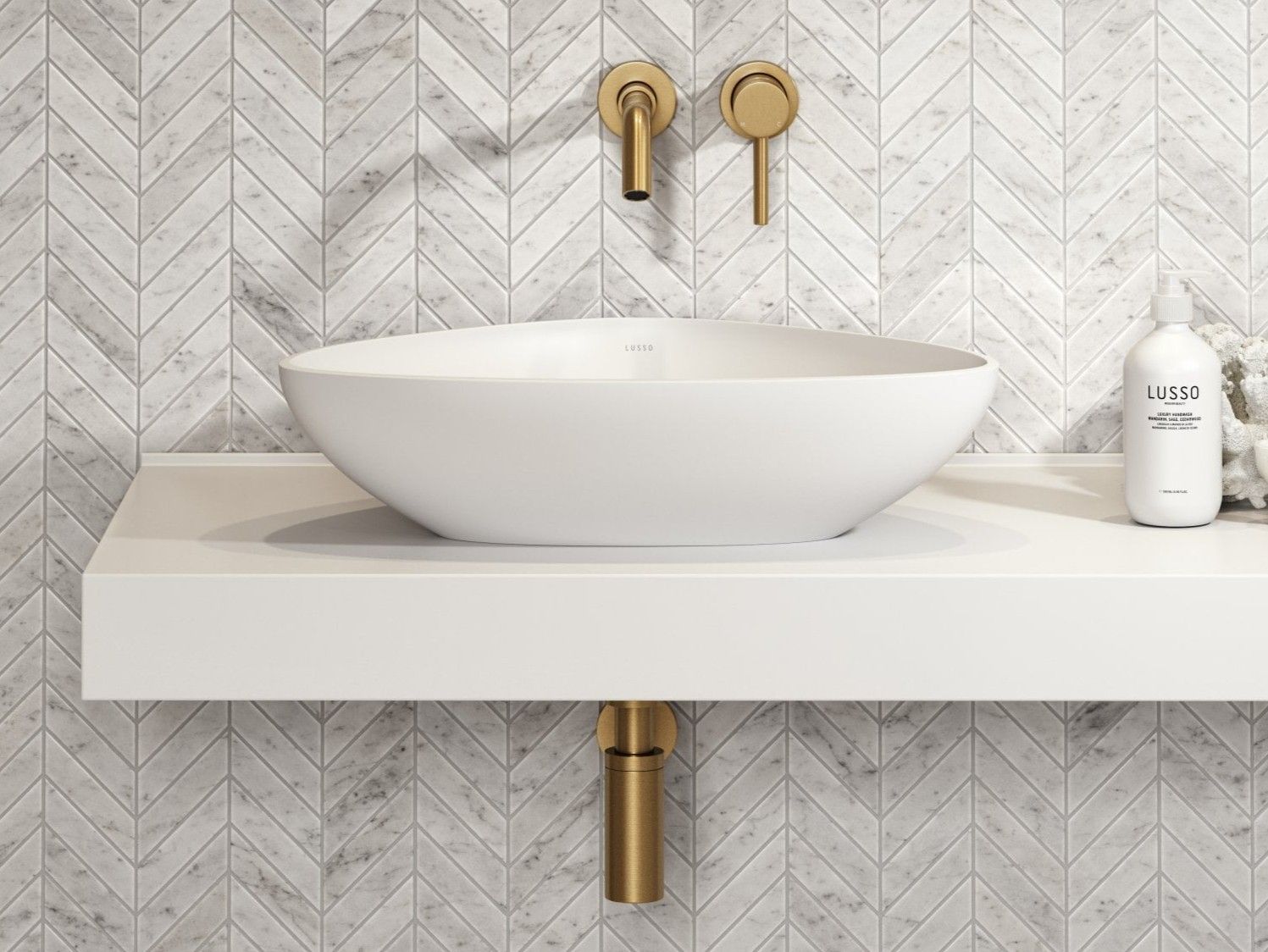 Умывальник с одной овальной столешницей из смолы LUSSO Lissoni ARCH-00075182