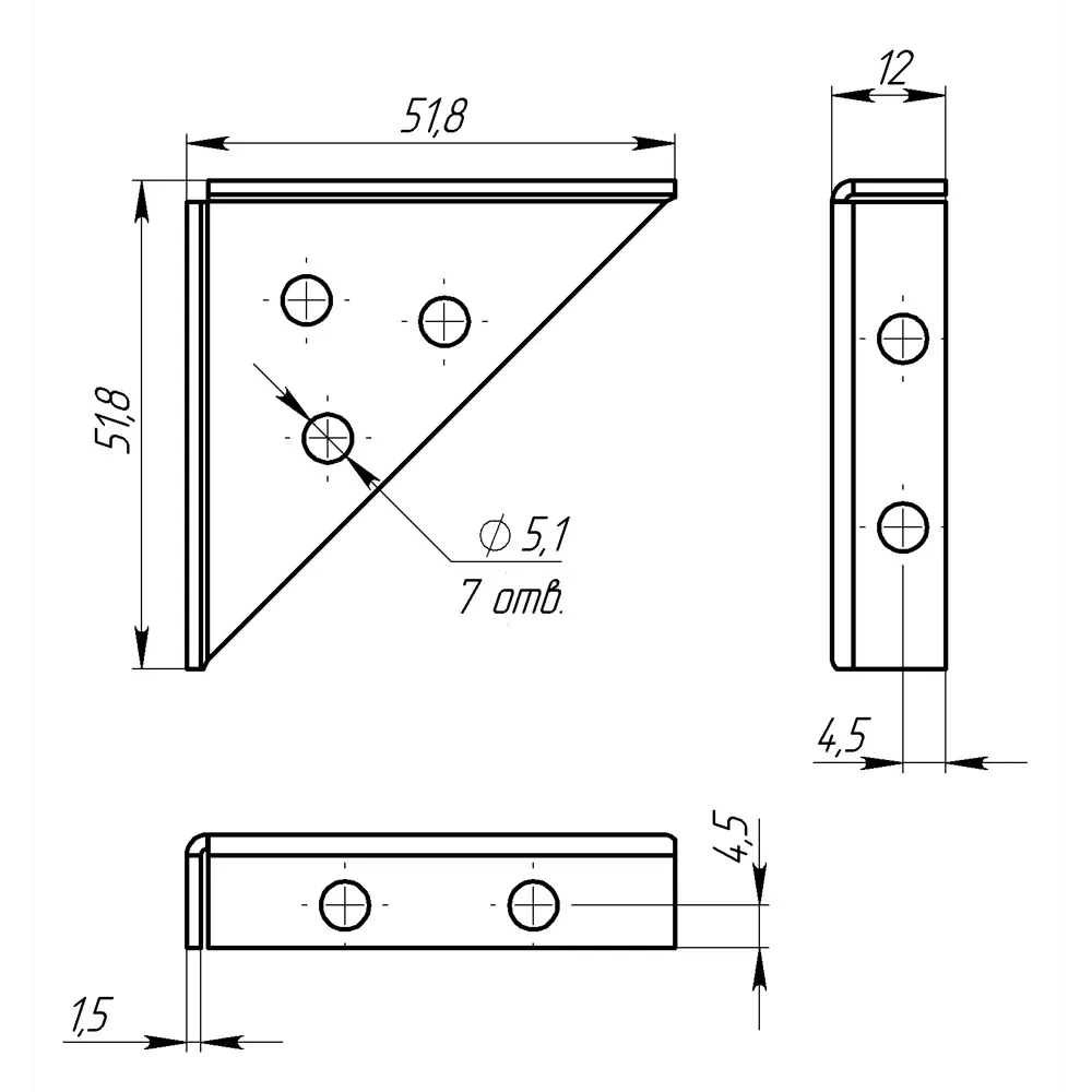 Фиксатор внутреннего угла 50x50x70x1.5 12602092 STLM-2027951 ПЕТРОТЕХ  - Вид №3