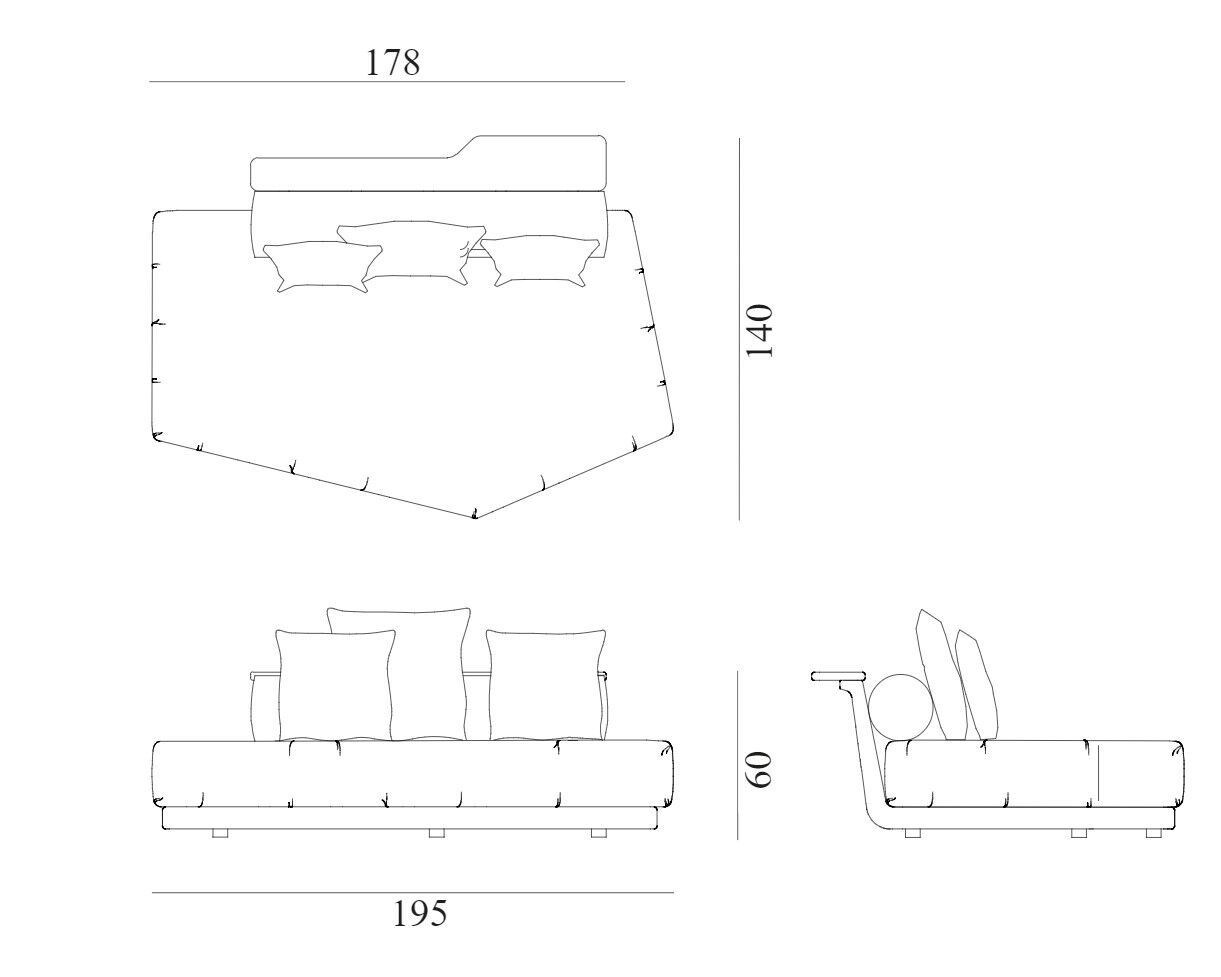 Секционный садовый диван из ткани и красного дерева Exteta Sunset ARCH-00103597 - Вид №24