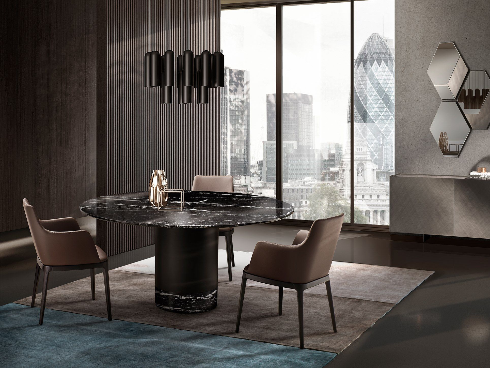 Круглый мраморный стол с металлическим основанием EFORMA Cilindro ARCH-00116686 - Вид №4