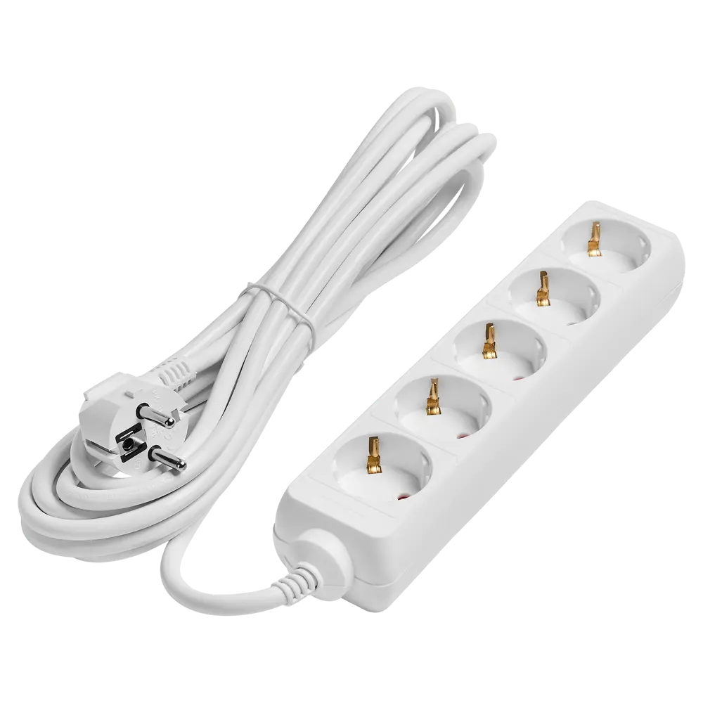 Удлинитель бытовой Skybeam 3x1.5 5 м 5 розеток с заземлением 3680 Вт цвет белый STLM-2071790 - Вид №1