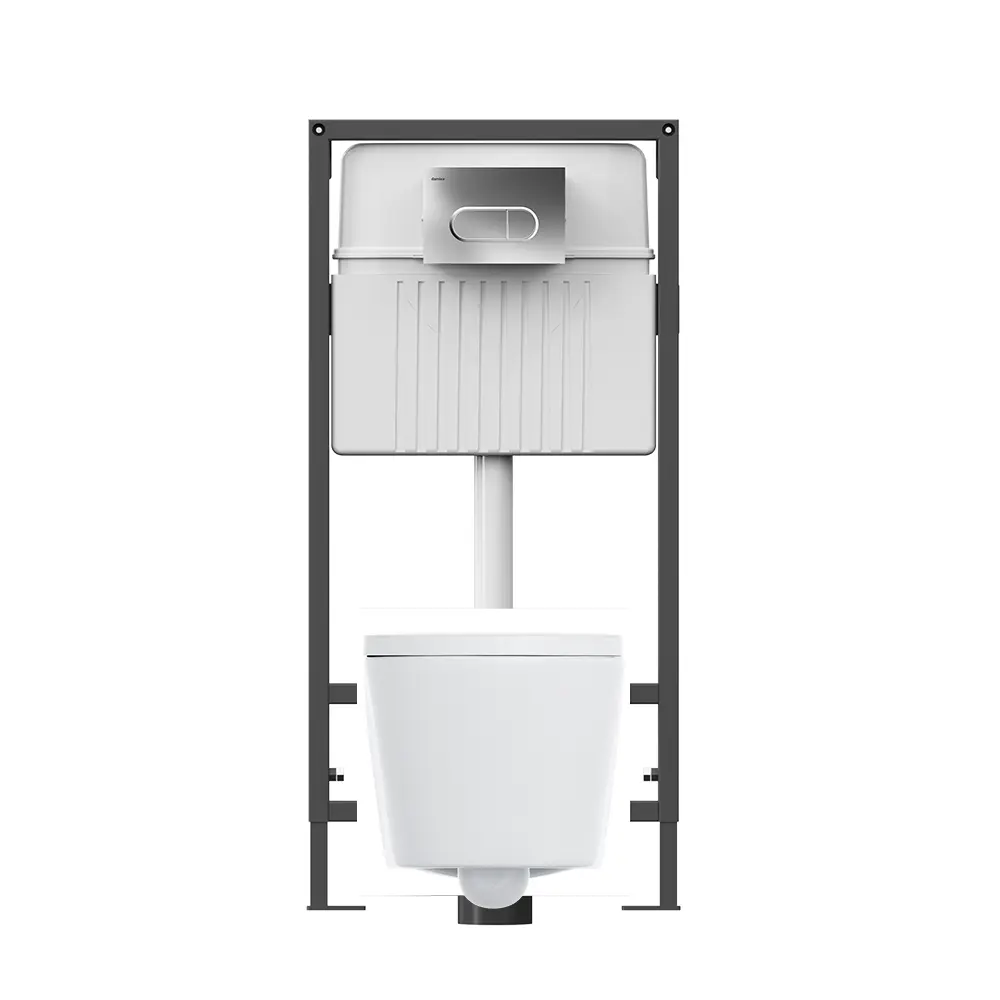 Комплект инсталляция с унитазом Damixa Cedar с клавишей Prime M, безободковый, с микролифтом, цвет белый STLM-2165316 - Вид №2