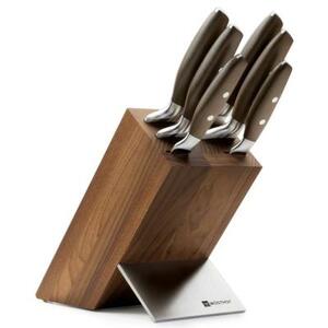 Набор кухонных ножей Epicure на темной деревянной подставке, 6 шт.