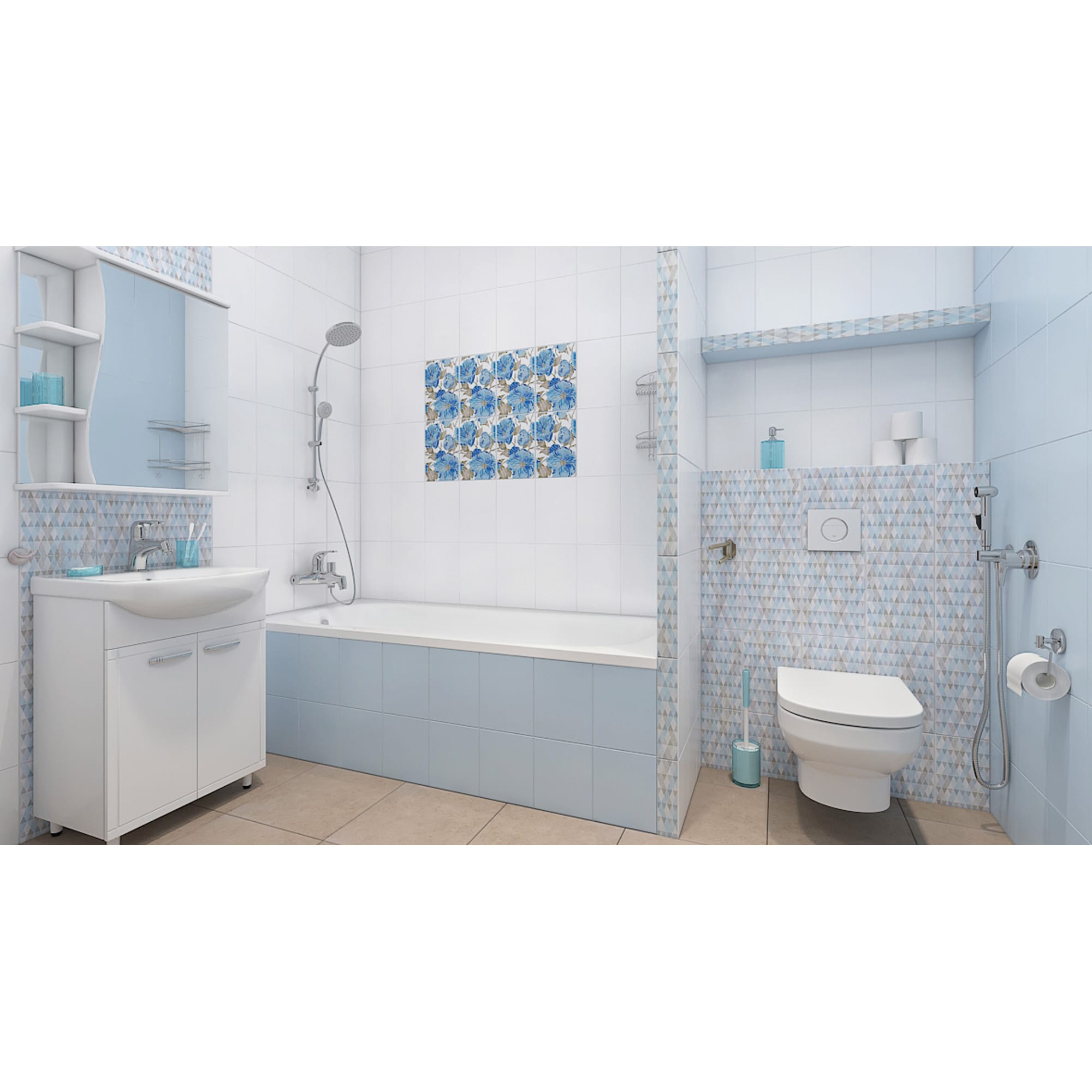 17449453 Тумба под раковину напольная «» 50 см цвет белый Рома Santreyd  - Вид №4