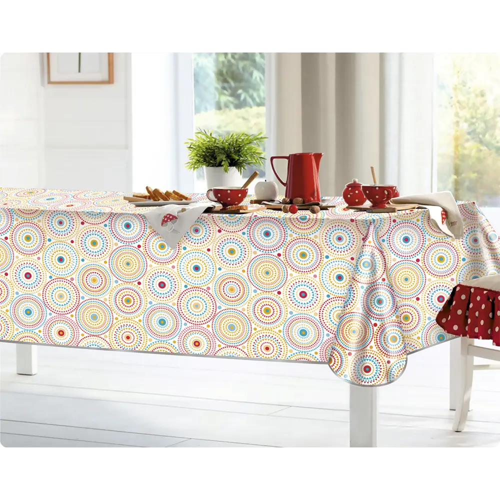 Скатерть с бейкой «Круги» прямоугольная 160х135 см разноцветная Santreyd Мажор STLM-2006969 - Вид №4