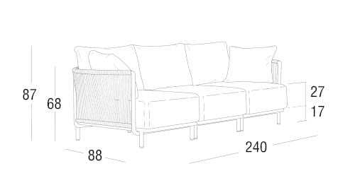 3-местный тканый диван с полиэфирной веревкой Roberti Queen ARCH-00039593 - Вид №6
