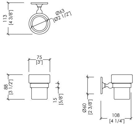 Керамический и латунный настенный держатель зубной щетки Devon&Devon Кавендиш ARCH-00148209