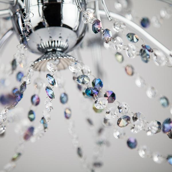 Подвесная люстра Eurosvet 10069/8 хром/прозрачный хрусталь Strotskis EUROSVET ДИЗАЙНЕРСКИЕ 186763 Серебро  - Вид №1