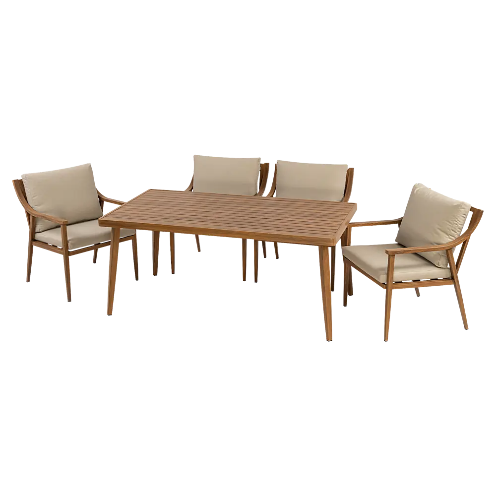 Набор садовой мебели для обеда с подушками  BEGINIA Komito Алюминий Стол, 4 кресла Бежевый; Коричневый STLM-2048315 - Вид №15