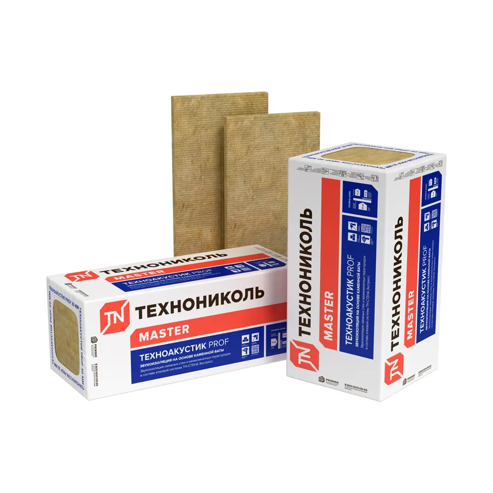 Звукоизоляция Технониколь ТехноАкустик Prof 50 мм 6 шт 600x1200 мм 4.32 м² STLM-2154570