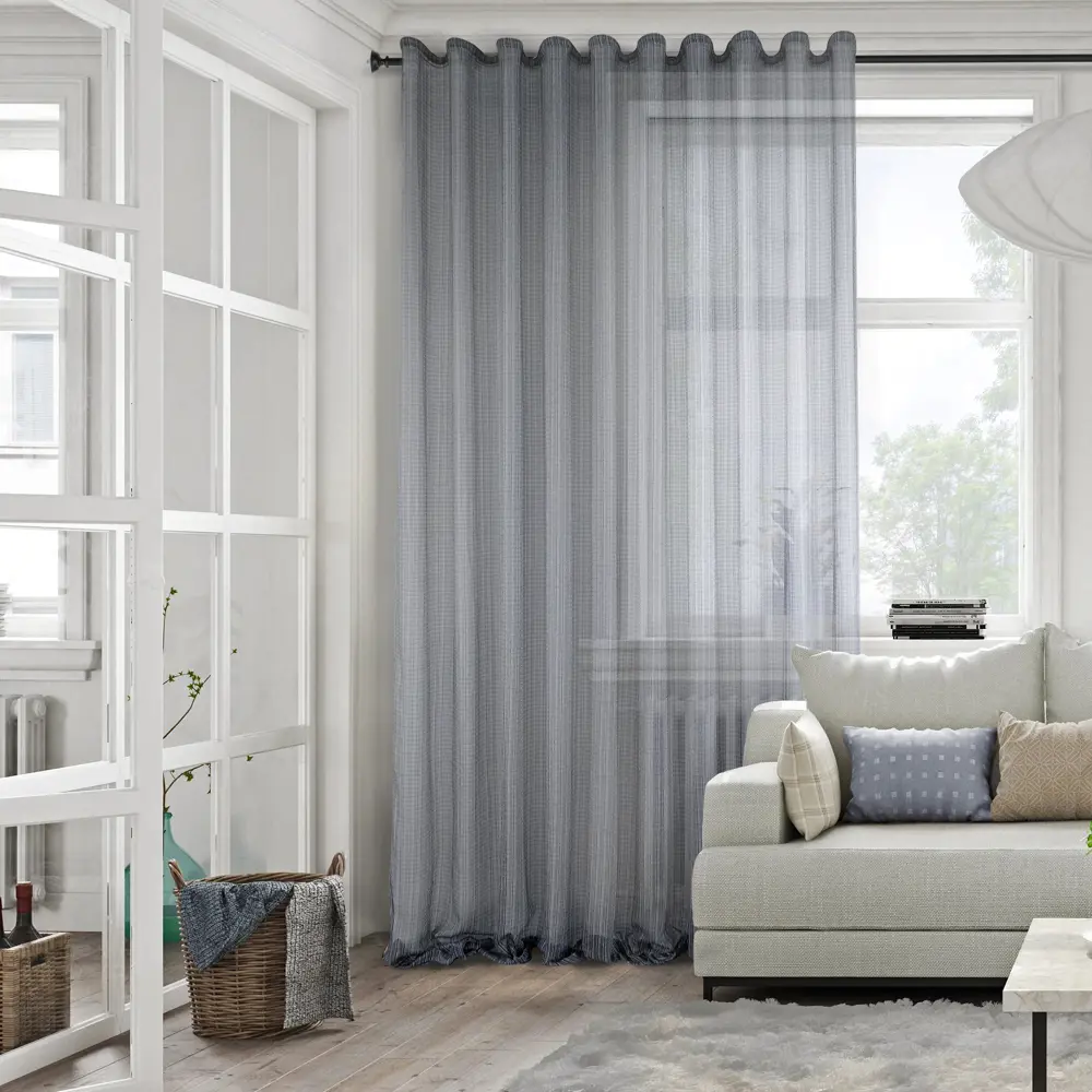 MIAMOZA Тюль Сильвер для кухни с декоративной лентой 300×295 см 88054140 STLM-1046459