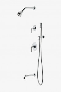 FLSP16 Комплект для душа Flyte с балансировкой давления с головкой 2 3/4 дюйма, ручным душем, изливом ванны и рукояткой с отводным рычагом Waterworks
