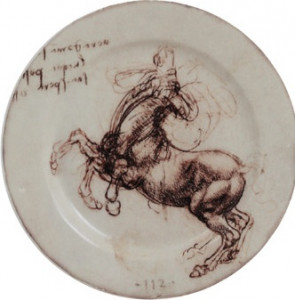 10636901 Gien Набор подставок для кружек Gien Лошади. Леонардо Да Винчи 12,8 см, фаянс, 4 шт Фаянс