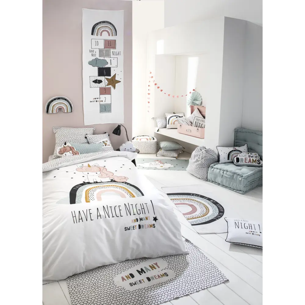 Коврик прикроватный хлопок «Дино-яркость» 60x120 см, цвет белый Santreyd STLM-2014146 - Вид №4