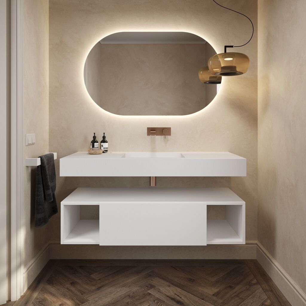 Шкаф для ванной комнаты из массива дерева с выдвижными ящиками RILUXA Apollo ARCH-00117739 - Вид №1