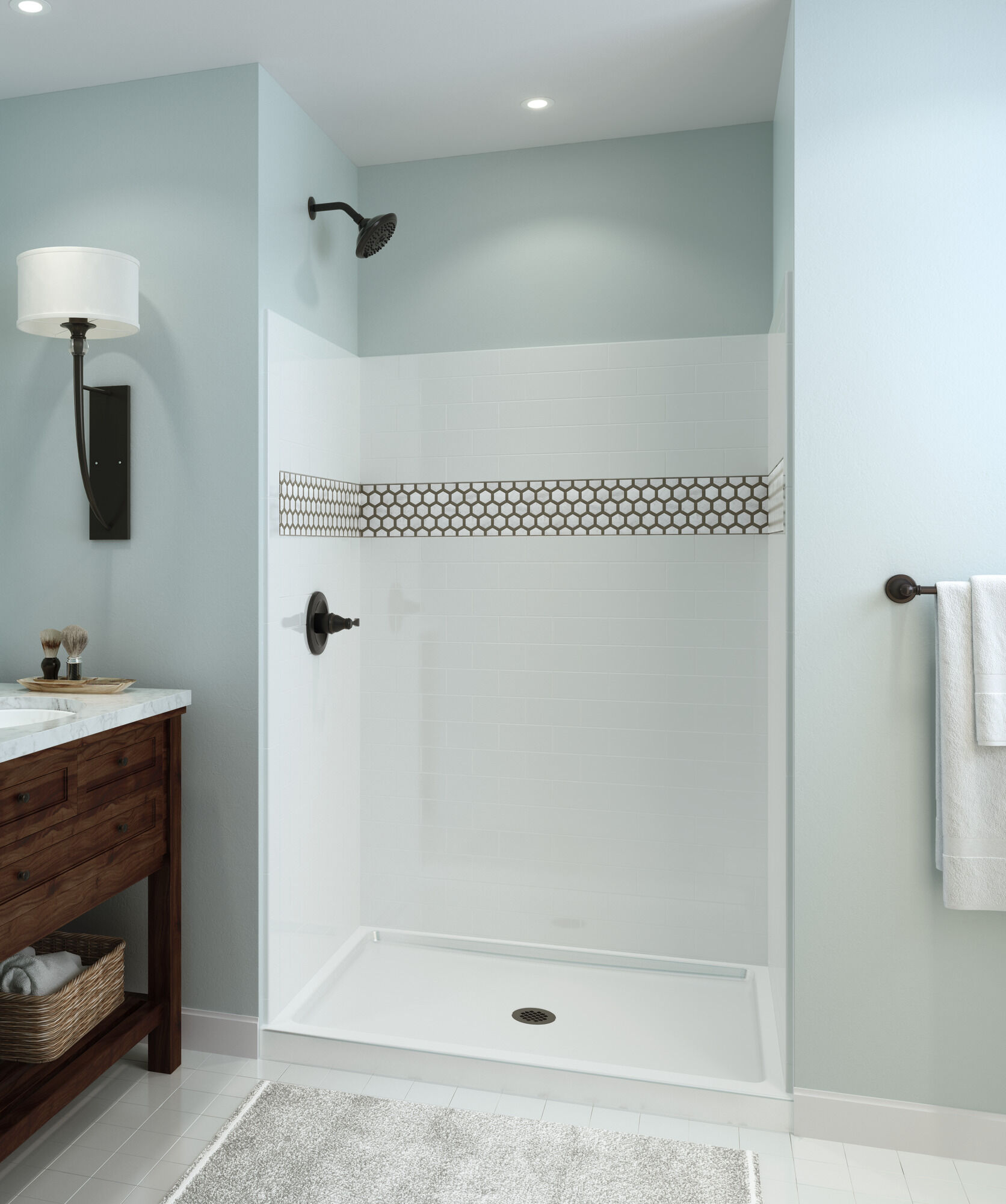 40074 Подставка для душа 48 "X 34" Delta Faucet Classic 400 Глянцевый белый  - Вид №4