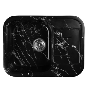 91461731 Врезная мойка Wisent WB20-11 45.5x60x18 см искусственный камень цвет черный мрамор STLM-1509157