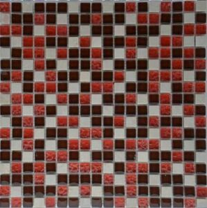 G014 мозаика Red mix мрамор и стекло 305х305 чип 15х15