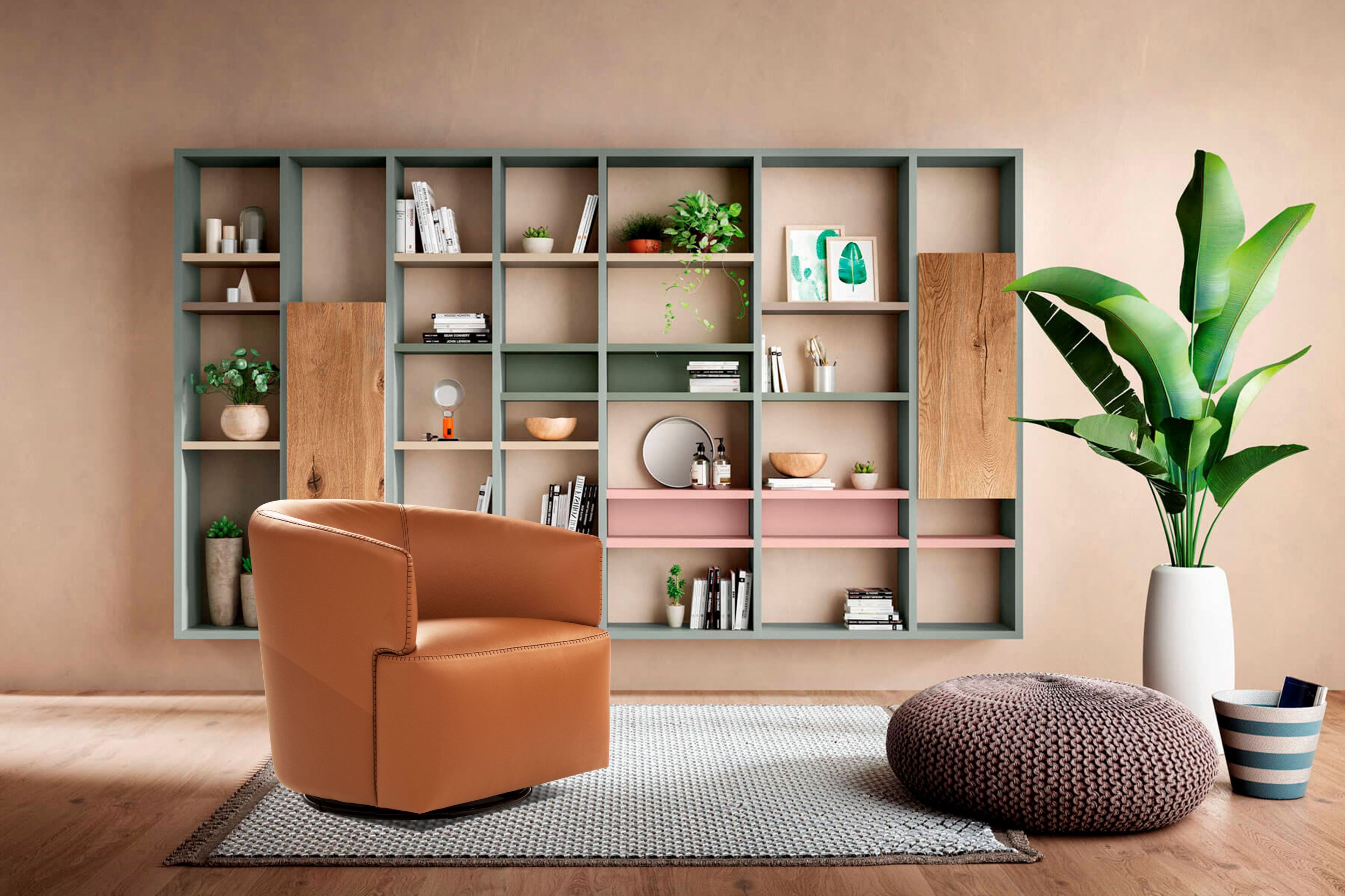 Кожаное вращающееся кресло Calia Italia премиум ARCH-00147474 - Вид №1