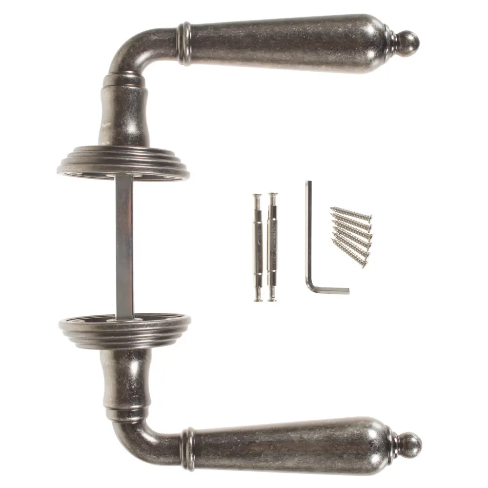 Ручки дверные на розетке EDS-V203 AGED, цвет серебро EDSON STLM-2178750 - Вид №3