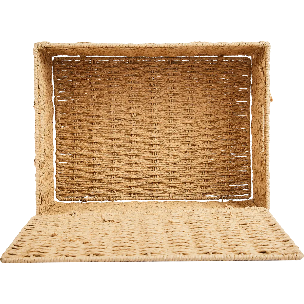 Корзина с крышкой для хранения 38x18x28 см бумага цвет бежевый SPACEO Kub STLM-2088075 - Вид №2