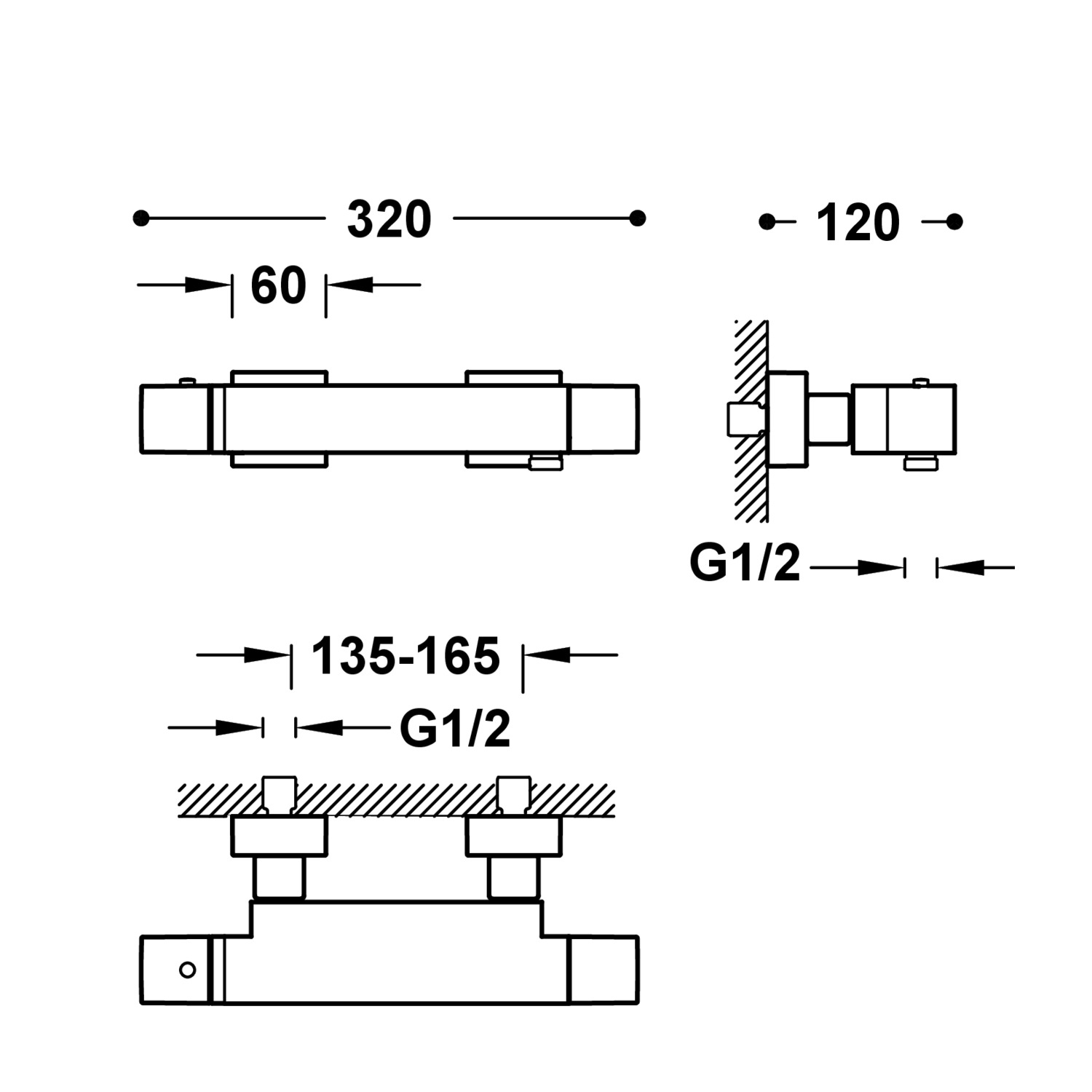 Настенный термостатический смеситель для душа TRESMOSTATIC-107164 TRES Thermostatic - Вид №1