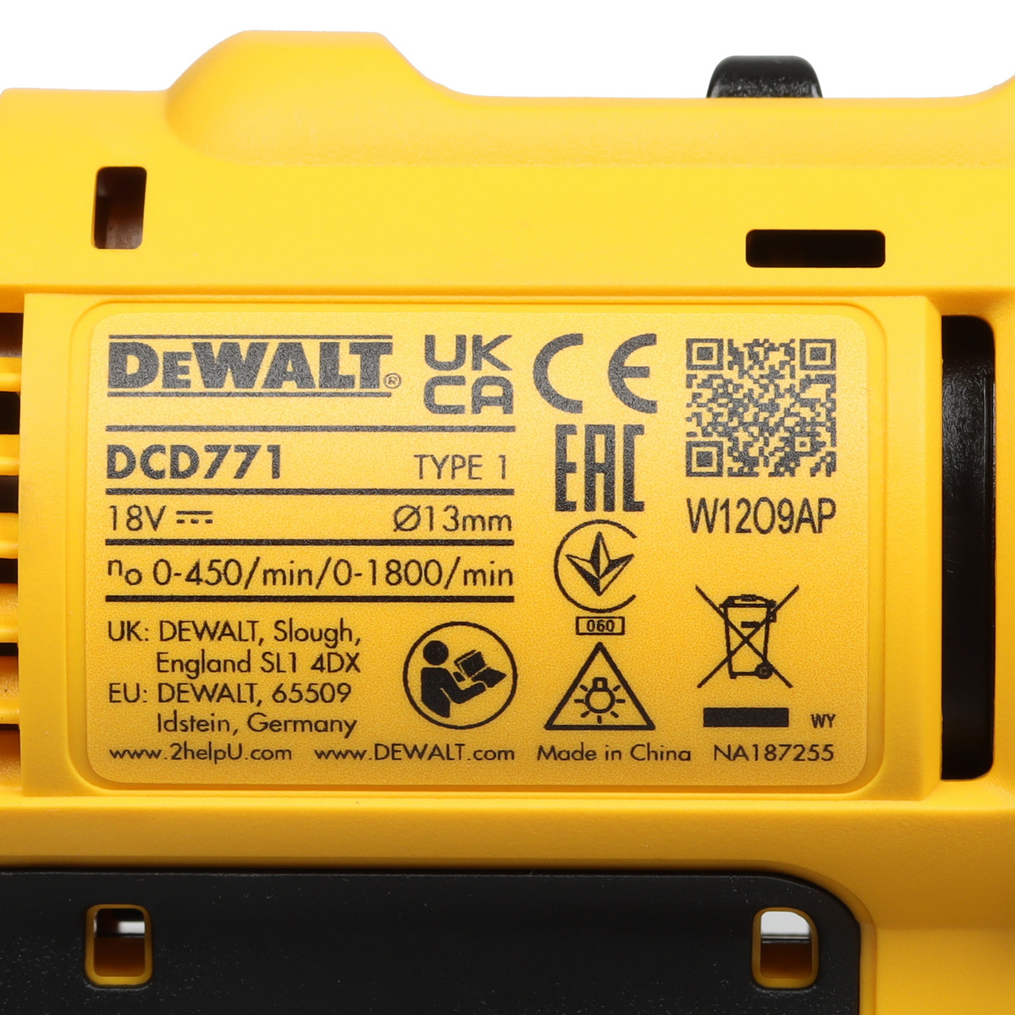 Дрель-шуруповерт DeWalt DCD771C2 XR FLEXVOLТ 18/54V 5443673 STDN-0041729 - Вид №3