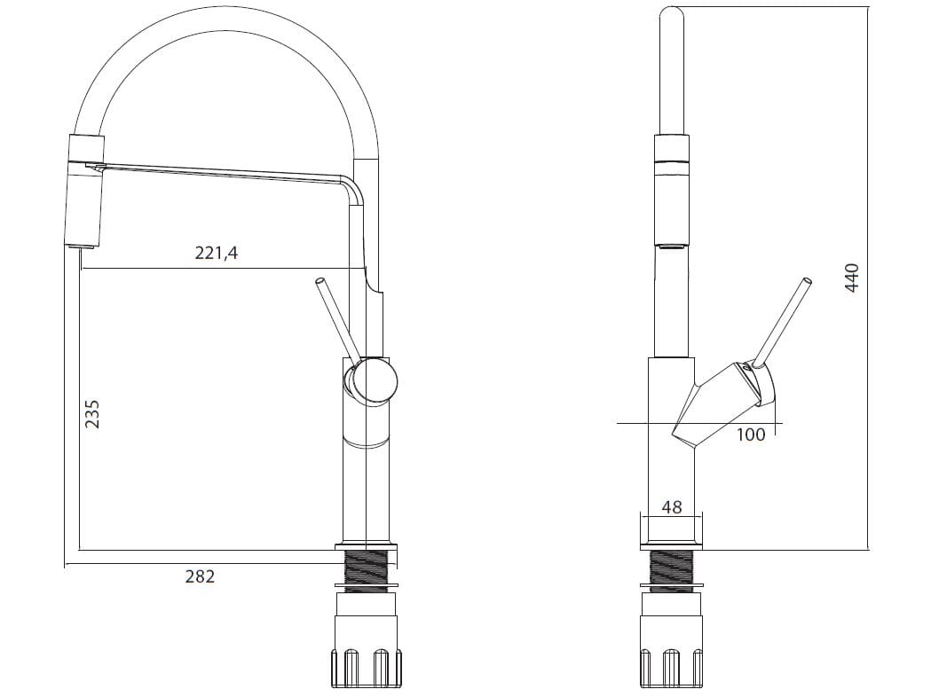 Кухонный смеситель со съемным ручным душем OMNIRES Vita ARCH-00066507 - Вид №4
