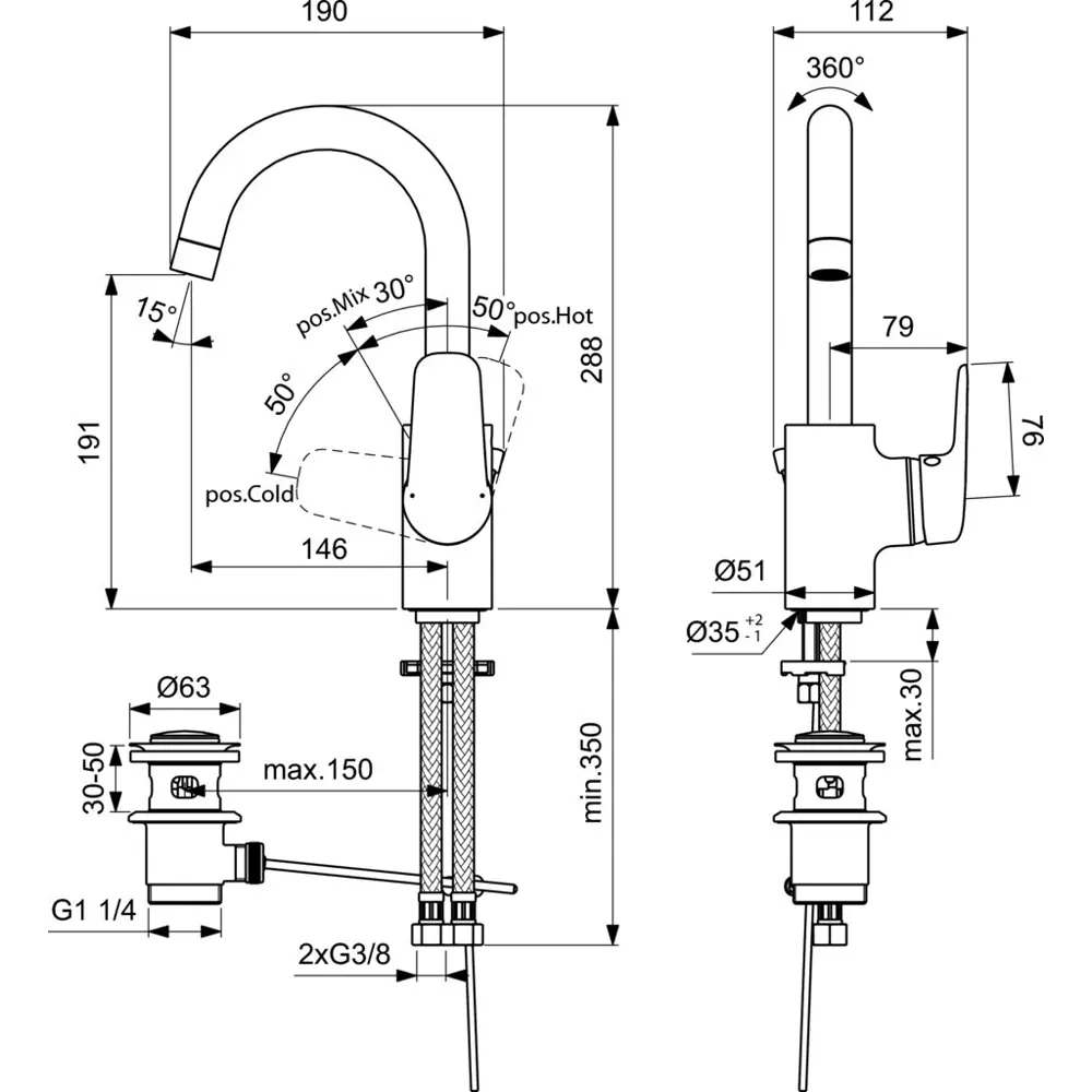 Смеситель для раковины Ideal Standard Ceraflex однорычажный цвет хром STLM-2136618 - Вид №5
