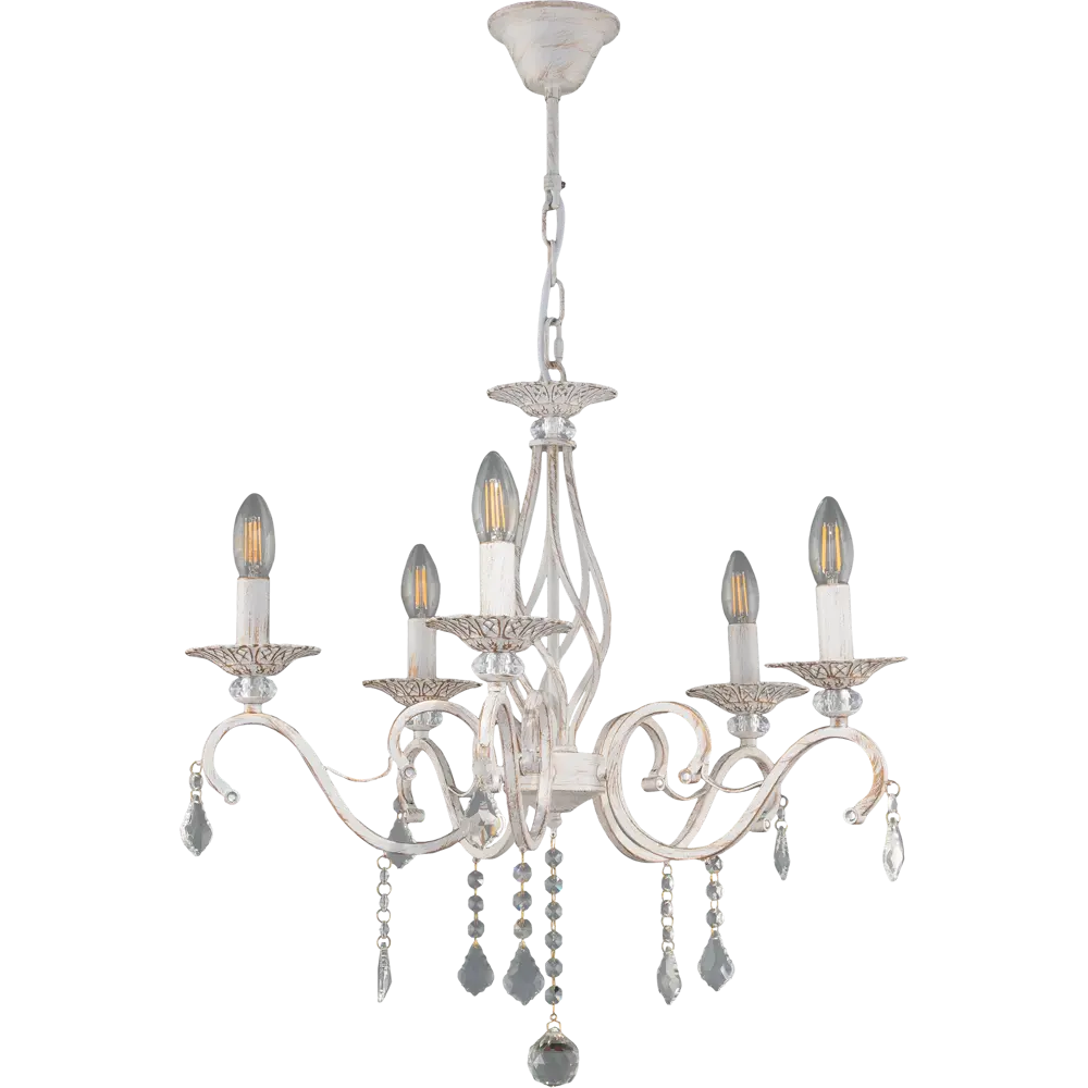 Люстра подвесная Виктория-2, 5 ламп, 25 м², цвет белый/прозрачный WINK STLM-2173864