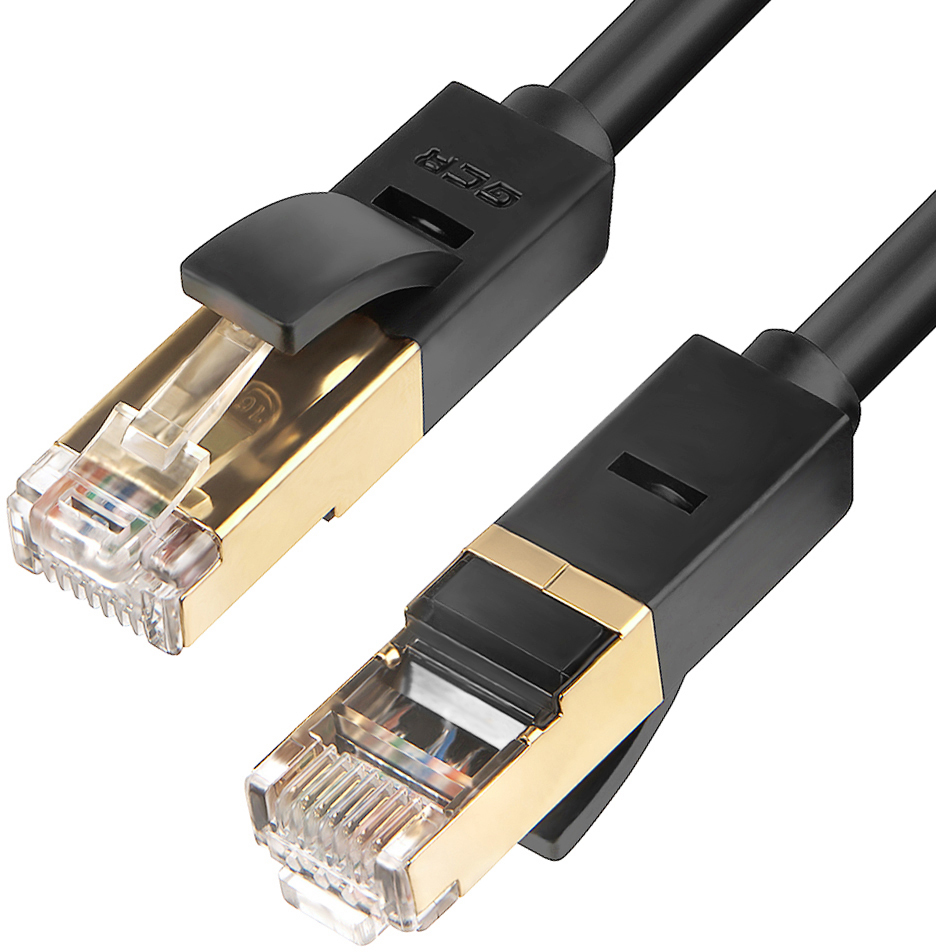GCR-LNCG626-5.0m патч-корд prof прямой 5.0m, ftp медь кат.6, черный, позолоченные контакты и коннектор, 24 awg, deluxe , ethernet high speed 10 гбит/с, rj45, t568b Greenconnect Santreyd 