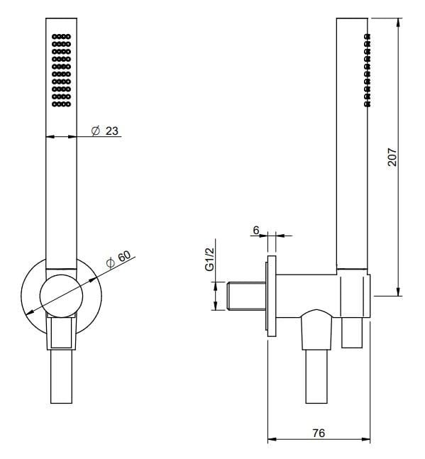 Набор для душа из нержавеющей стали с душем и ручным душем Rubinetterie Treemme 3.6 ARCH-00103295 - Вид №2