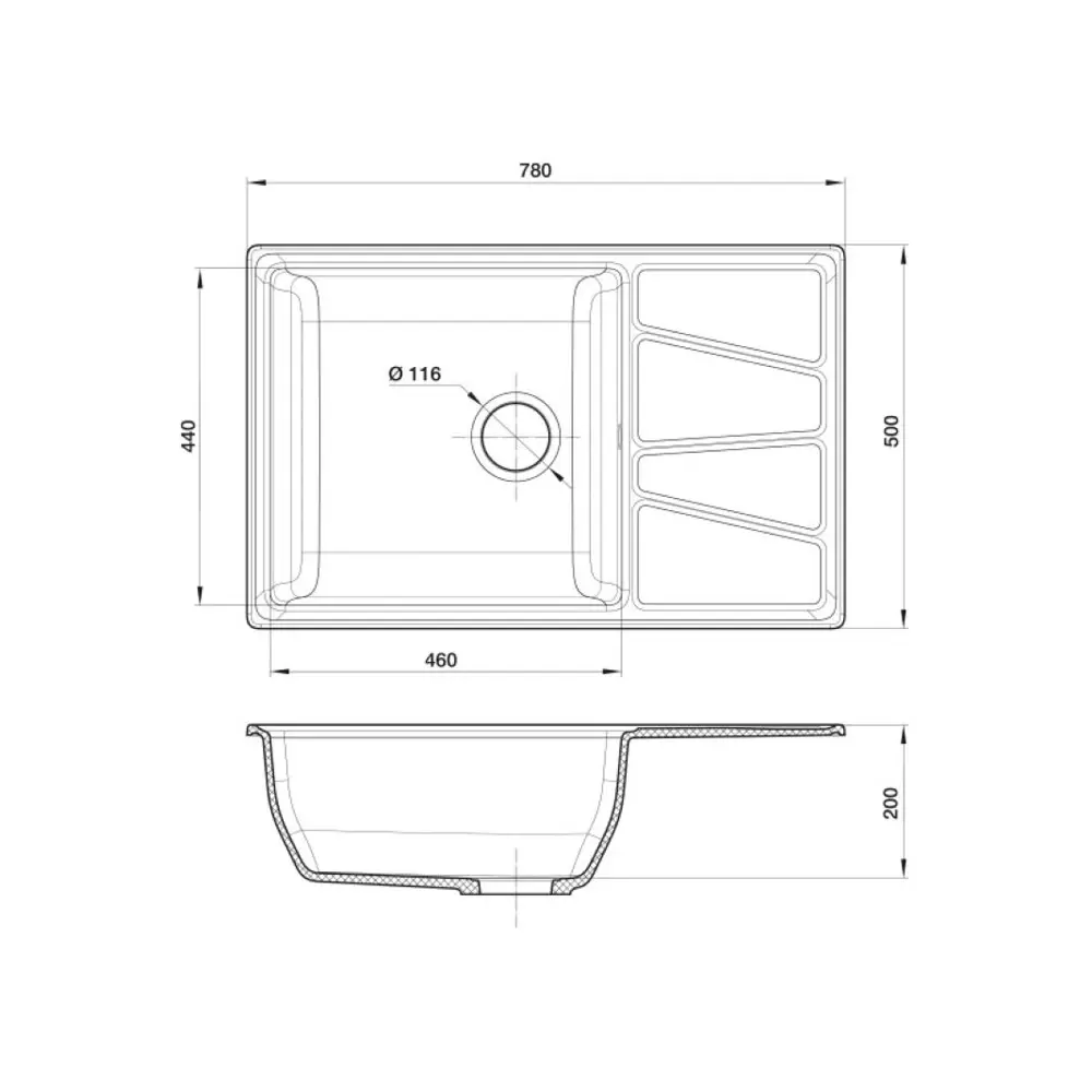 Кухонная мойка Granfest Vertex V-780L песочный