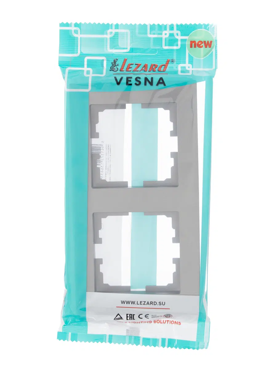 VESNA Рамка 2-ая вертикальная без вст платина LEZARD 742-3500-152 - Вид №3