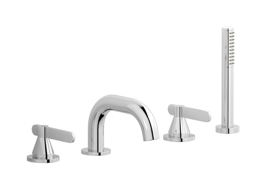 Смеситель на бортик ванной на 4 отверстий с дивертером и душевым гарнитуром. WE ARE IB so006cf Chrome Soho