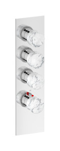 EUA311CCNMR_1 Комплект наружных частей термостата на 3 потребителей - вертикальная прямоугольная панель с ручками Marmo IB Aqua - 3 потребителя