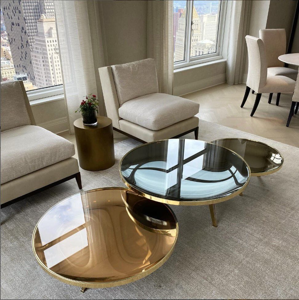 Стеклянный круглый низкий журнальный столик GASPARE ASARO RIFLESSO SET ARCH-00127550 - Вид №3