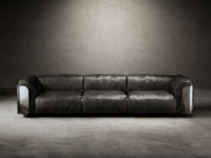 3-местный кожаный диван