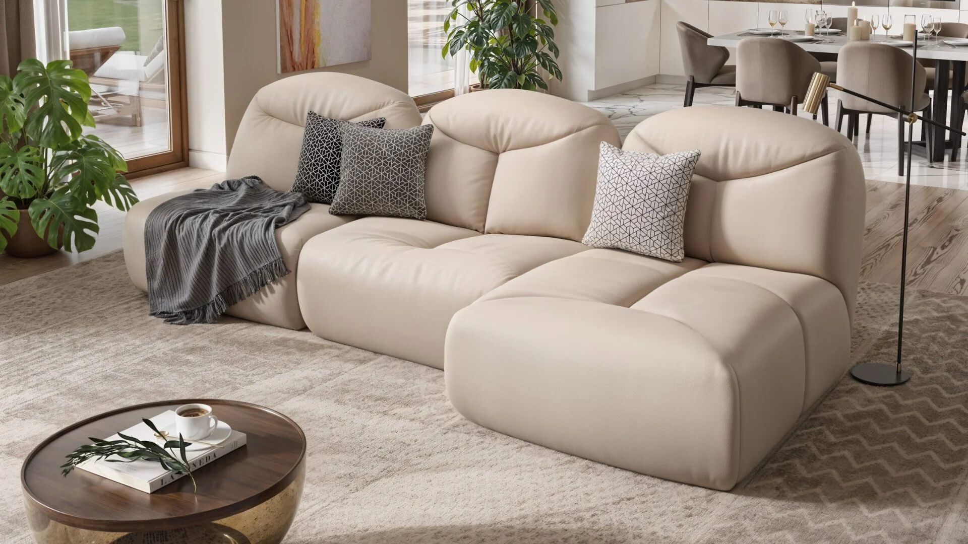 Кожаный диван с полуостровом Sofanella Molise ARCH-00052927 - Вид №1