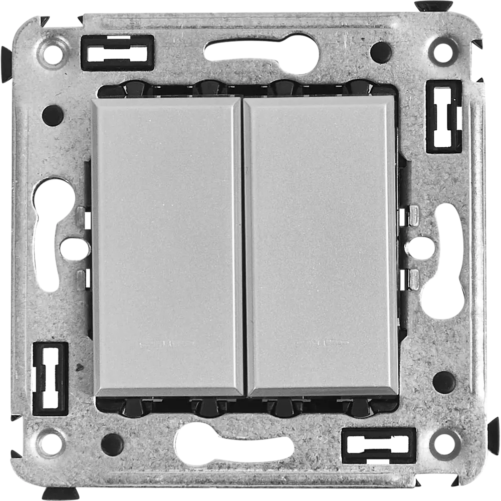Выключатель встраиваемый DKC Avanti 2 клавиши цвет закаленная сталь STLM-2046161 - Вид №1
